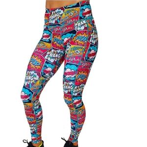 CVG COMBO KNOCKOUT COMIC LEGGINGS AND FRONT ZIP BRA | BOTH XS, Full Lenght
